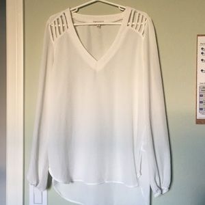 White Long Sleeve Sheer Blouse